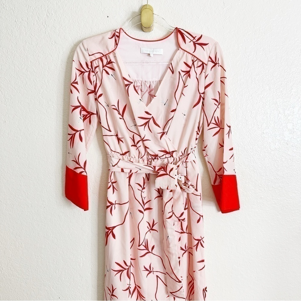 BORGO DE NOR Long-Sleeve Firefly Leaf Wrap Dress size 8 - Picture 3 of 11